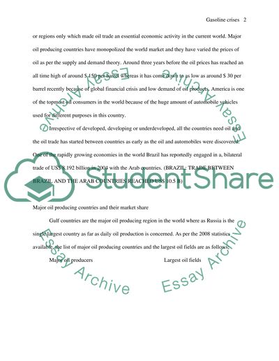 Gasoline Crises Based on the Oil Price Variations