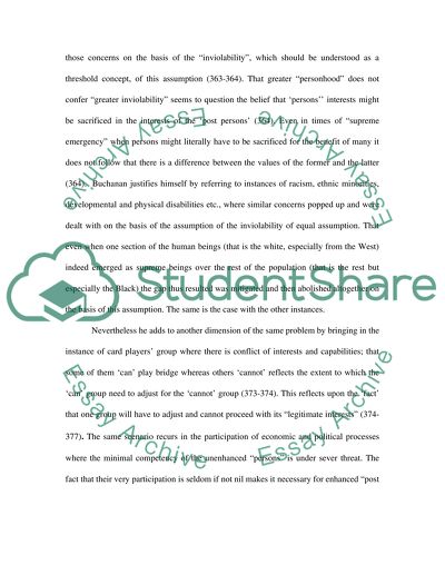 Buchanan- Human Status and Moral Enhancement (Summary 2nd Half)