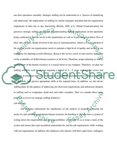 Staffing Handbook of Global Communications Incorporation