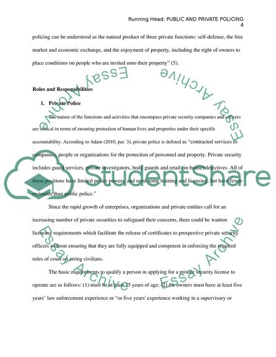 The Roles and Responsibilities of Public and Private Policing