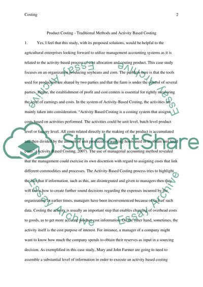 Product Costing - Traditional Methods and Activity Based Costing