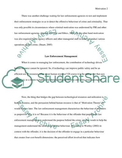 Executive management in Law Enforcement motivation theory