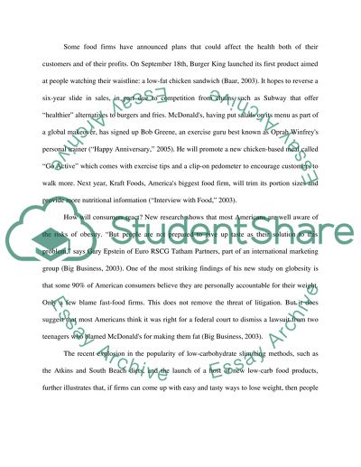 Obesity among American consumers