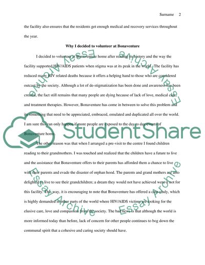 Volunteer work Bonaventure house