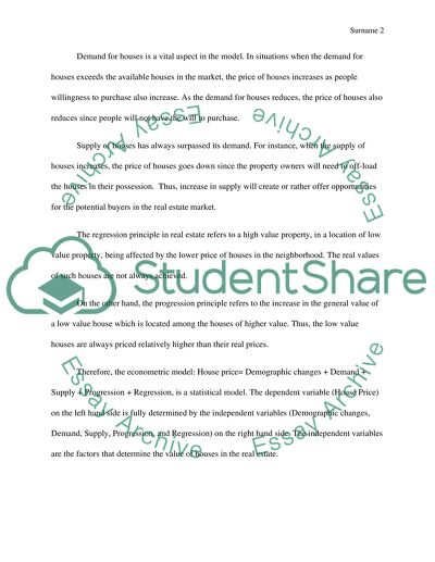 Demographic Changes, Demand, Supply, Regression and Progression of Property