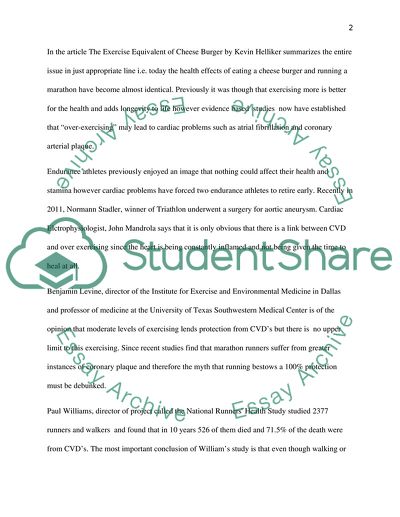 The Exercise Equivalent of Cheese Burger