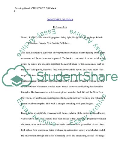 The Omnivores Dilemma