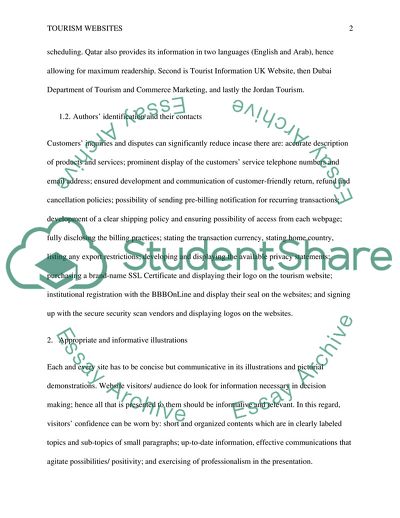 Comparisons between Tourism Websites