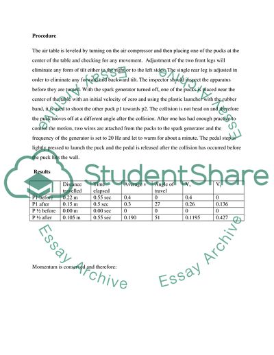 Conservation of Total Linear Momentum and the Conservation of Energy in a Collision between Pucks