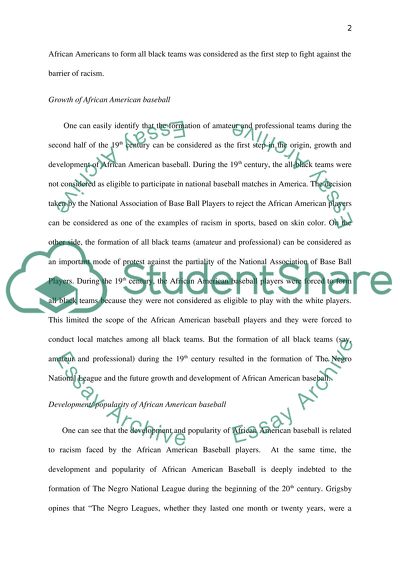 History about African American Baseball