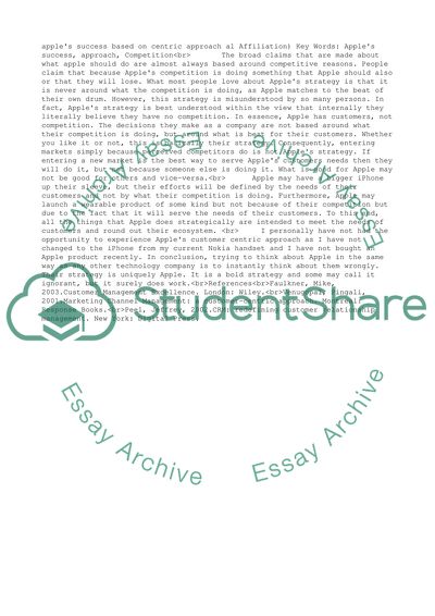 MBA executive University / Innovation / Apples success is based on customer centric approach