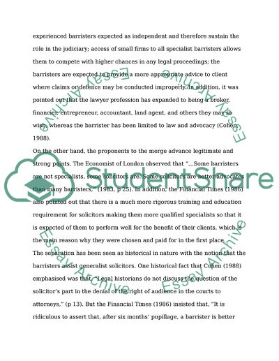 Is There a Separation of The Professions of Barrister and Solicitor