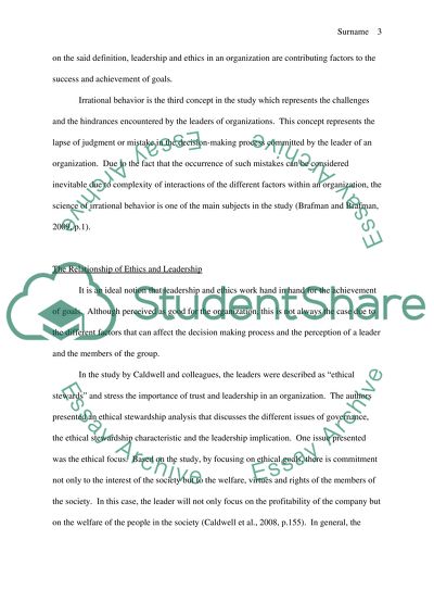 Leadership, Ethics, and Irrational Behavior