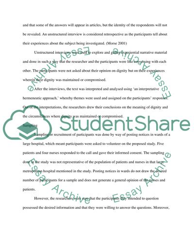 Perception of Dignity by Nurses and Patients