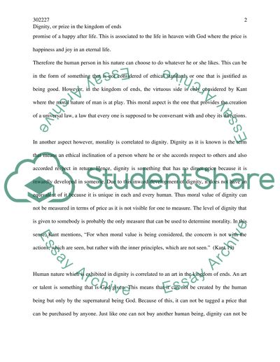 Dignity, or Prize in the Kingdom of Ends