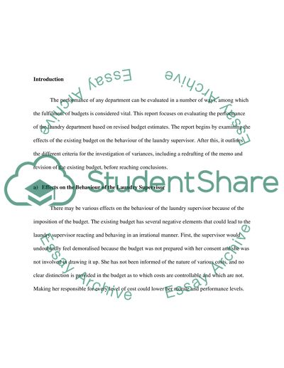 The Performance Evaluation of the Laundry Department