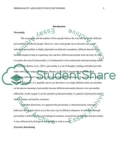 Personality and Executive Functioning