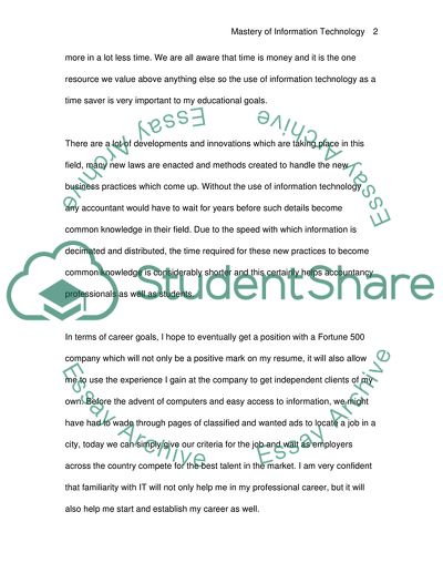 How Mastery of Information Technology Will Enable Me to Reach the Educational Goals