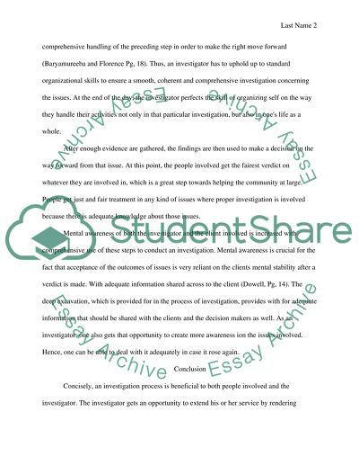 The process of investigating