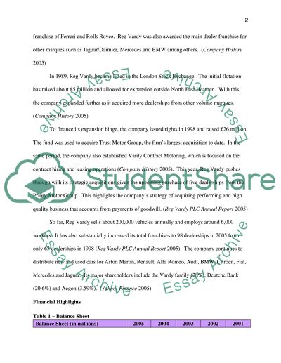 Reg Vardys Financial Analysis