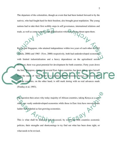 Economic Development of Kenya and Singapore
