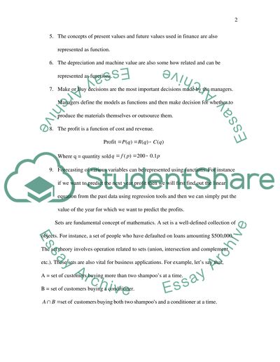Functions and Sets: Applications