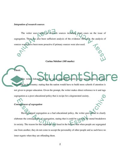 Segregation Should Be a Phenomenon of the Past