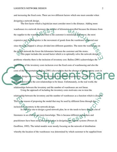 Network planning for my Logistics class