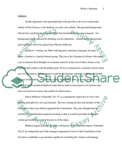 James Madisons 51st Federalist Paper