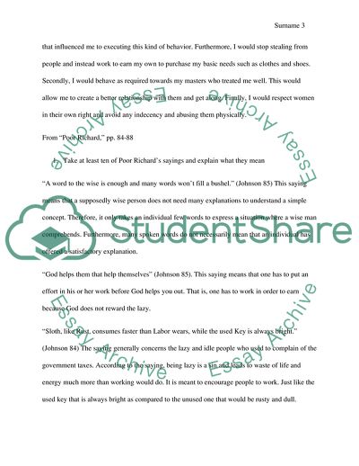 Reading Analysis of Poor Richards Almanack