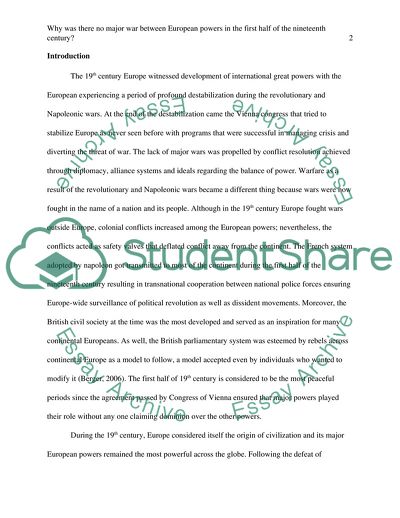 Why Was There No Major War between European Powers in the 19th Century