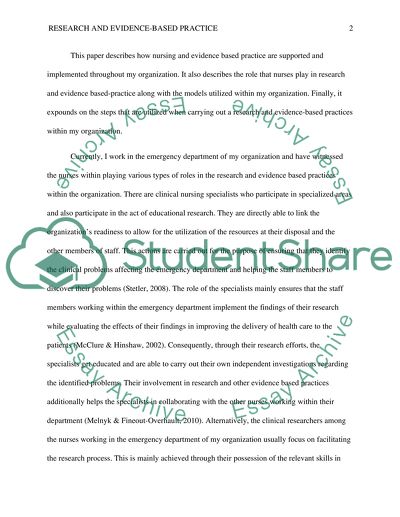 Research and Evidence-Based Practice