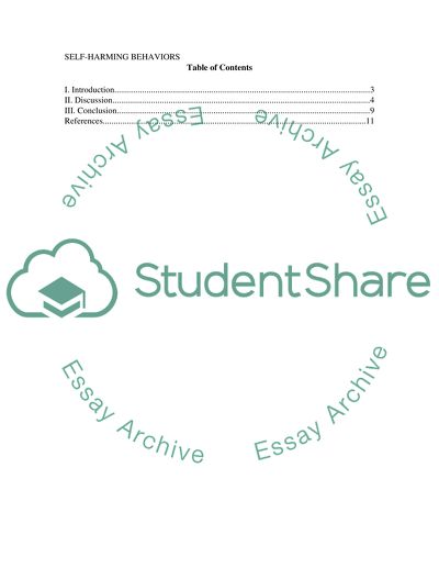 The Usefulness of the Classification and Categorization of Self-Harming Behaviors