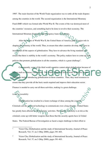 The United States and Consequences of Globalization