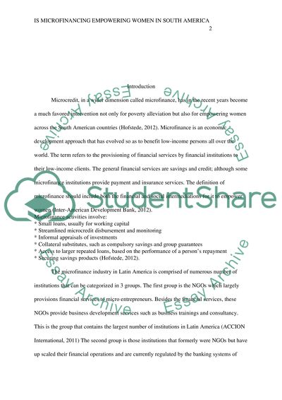 Is Microfinancing Empowering Women In South America