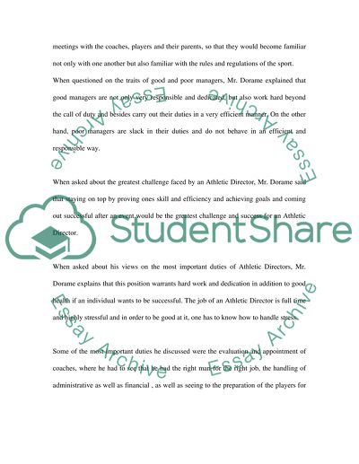 Rank the Duties of the Athletic Director