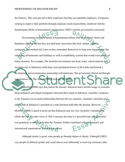 Profiteering on Disaster Relief