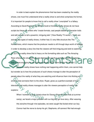 The Impact of Reality Shows on our Perception of Reality