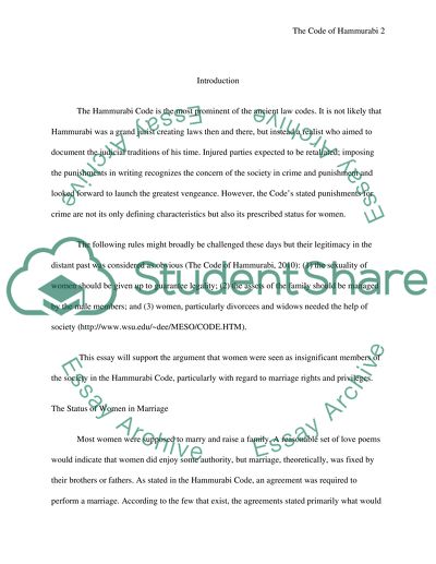 Women, the Hammurabi Code