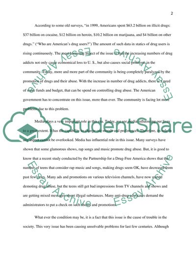 Drugs and the effect it has on people in the U.S. And how it plays out in the media