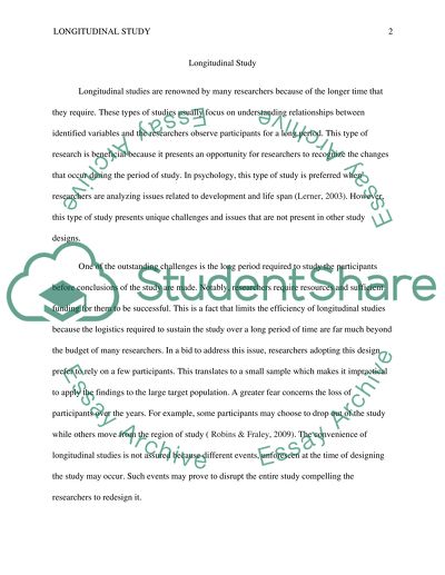 Topic: longitudinal study Essay Example | Topics and Well Written ...