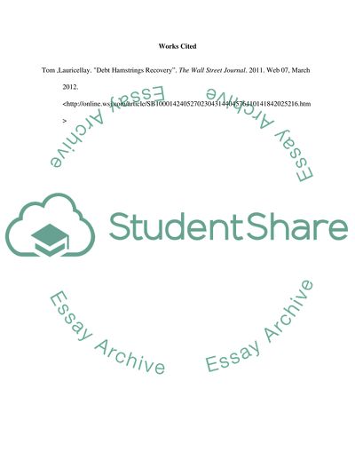 Debt Hamstrings Recovery by Tom Lauricellay