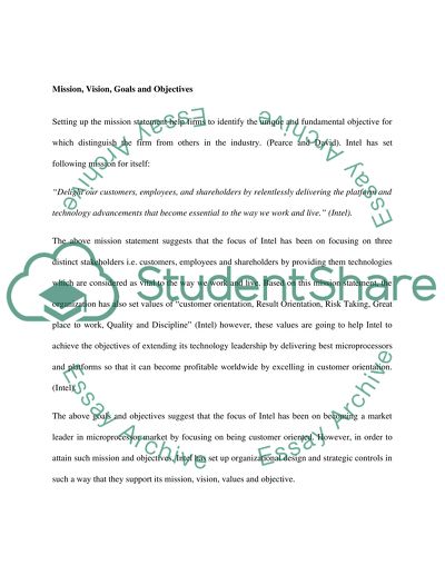 Intel Corp Strategies, Organizational Design and Strategic Controls