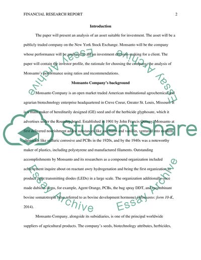 Investment on the Monsanto Company