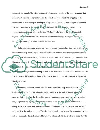 Effect of World War one