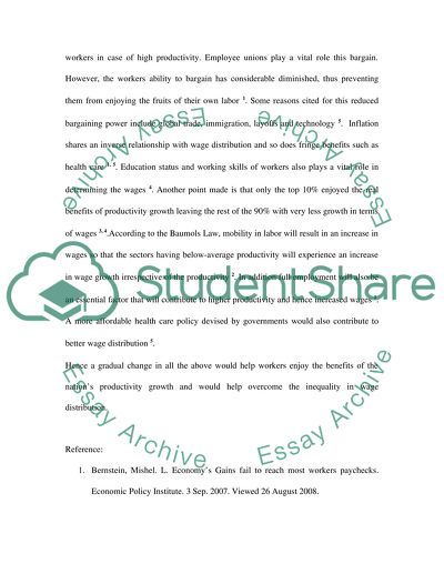 Productivity Growth and Real Wages