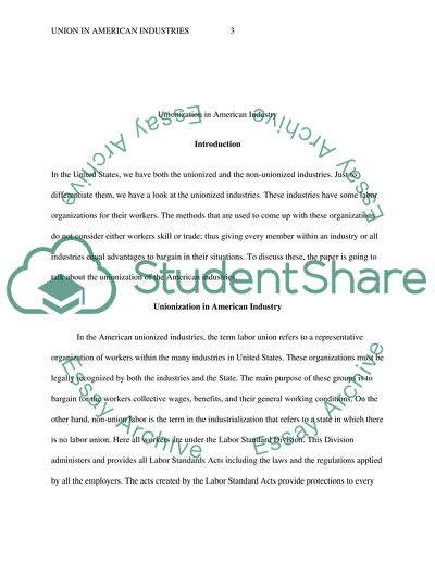 Union in American Industry