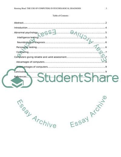 The Use of Computers In Psychological Diagnosis