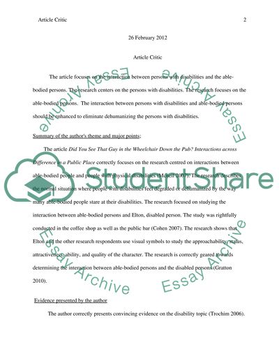 Critical review of journal article