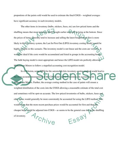 Inventory Accounting for Product Lines